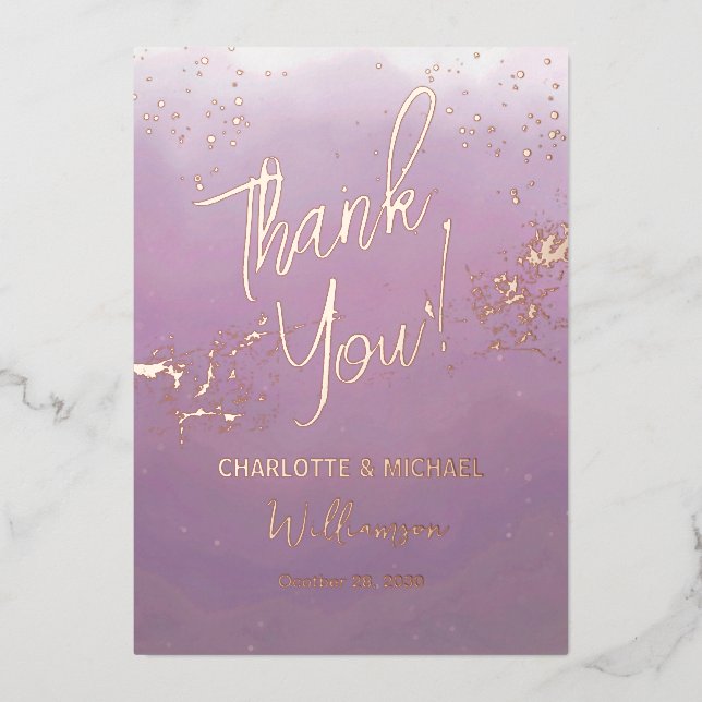 Invitation En Aluminium Lavender Modern Ombré Photo Overlay Mariage Merci (Recto)
