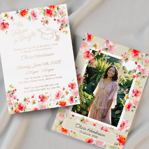 Invitation En Aluminium L'avenir est rose orange floral dégradé