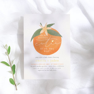 Invitation En Aluminium Le Baby shower de Shiny Little Cutie Orange Couple