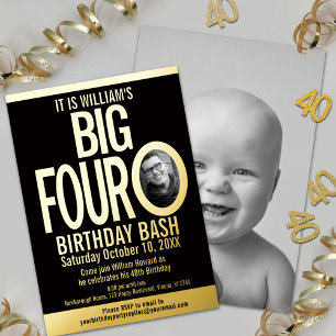 Invitation En Aluminium Le grand quatre 0 graphique photo d'anniversaire 4