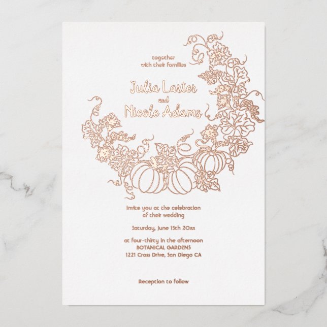 Invitation En Aluminium Le jardin que les citrouilles aiment (Recto)