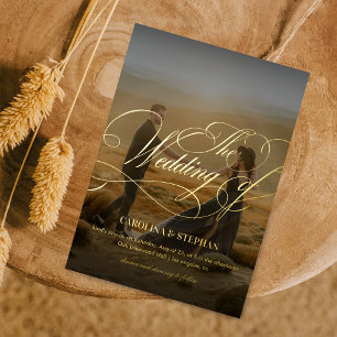 Invitation En Aluminium Le Mariage de   Calligraphie moderne Script & phot