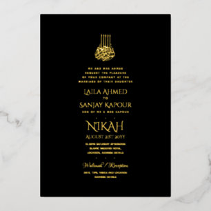 Invitation En Aluminium LeahG Black Gold Islam Mariage invite
