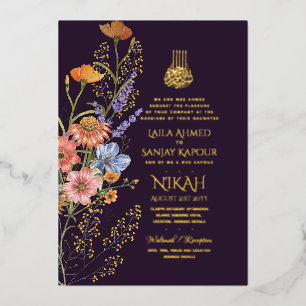 Invitation En Aluminium LeahG Fleurs de mariage islamique musulman Nikah F