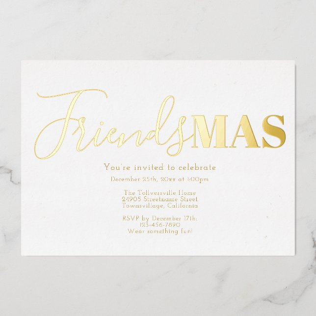 Invitation En Aluminium Les amies de l'or Noël (Recto)