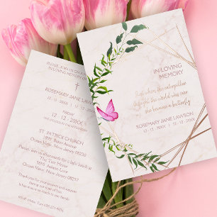 Invitation En Aluminium Les funérailles botaniques papillons aimés un mort