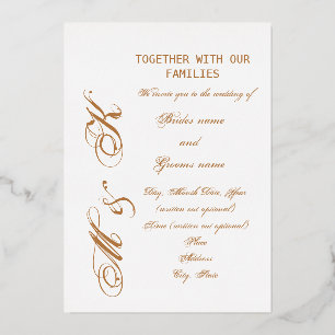 Invitation En Aluminium “Lettres de ton doré”Mariage