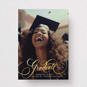 Invitation En Aluminium Lettres dorées Photo de remise de diplômes Fête de