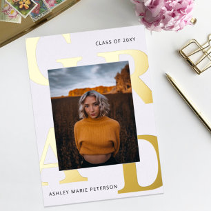 Invitation En Aluminium Lettres Gras Modernes simples Diplôme Photo Foil I