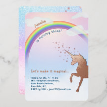 Licorne Rose Gold Arc-en-Ciel Paillettes Anniversa