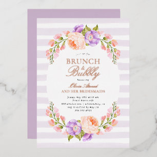 Invitation En Aluminium Lilac Stripe et Bloom Bridal Brunch et Bubbly