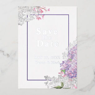 Invitation En Aluminium Lilas Floral Enregistrer la Date 