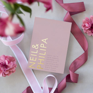 Invitation En Aluminium Lilas Violet Mauve Moderne NOMS Mariage Simple