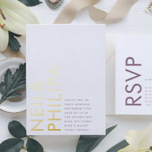 Invitation En Aluminium Lilas Violet Moderne NOMS Simple