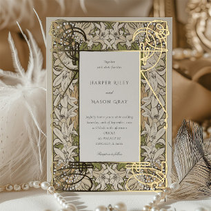 Invitation En Aluminium Lily Élégance Fleurir Art Nouveau Foil Mariage