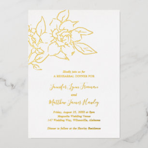 Invitation En Aluminium Line Art Floral Élégant Souper de répétition de ma