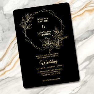 Invitation En Aluminium Line Art Floral Frame Photo Mariage Foil Invitatio