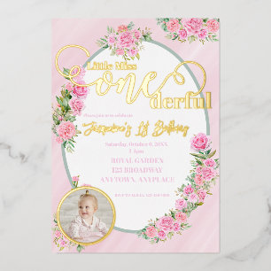 Invitation En Aluminium Little Miss ONEderful 1er Premier Anniversaire