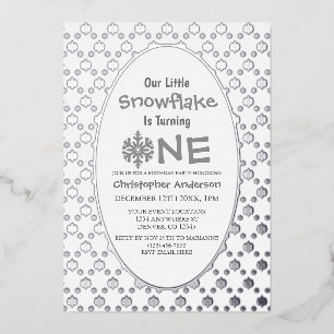 Invitation En Aluminium Little Snowflake 1er anniversaire