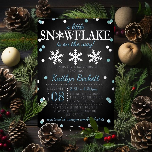 Invitation En Aluminium Little Snowflake Boys Baby shower d'hiver Real (Créateur téléchargé)
