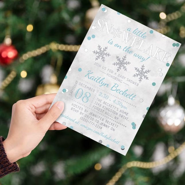 Invitation En Aluminium Little Snowflake Boys Baby shower d'hiver Real (Créateur téléchargé)