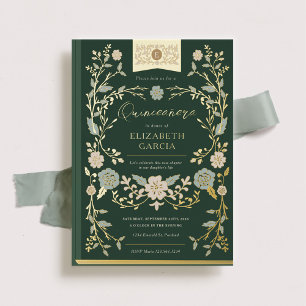 Invitation En Aluminium Livre de bibliothèque vintage Élégant Quinceañera