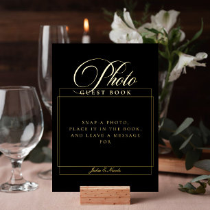 Invitation En Aluminium Livre d'or de mariage photo noir classique Panneau