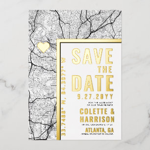 Invitation En Aluminium Localisateur d'amour Atlanta Mariage Enregistrer