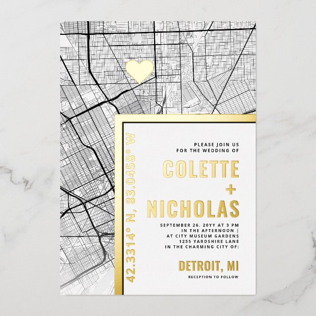 Invitation En Aluminium Localisateur d'amour Baltimore | Ville Mariage à t (Recto)