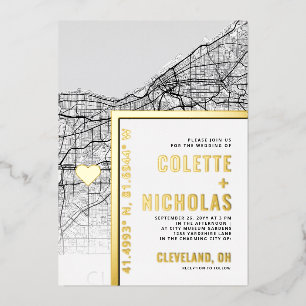 Invitation En Aluminium Localisateur d'amour Cleveland Ville Mariage à t