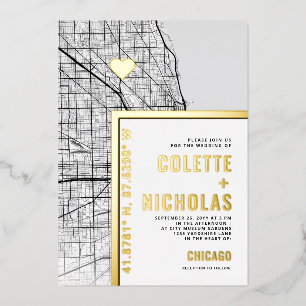 Invitation En Aluminium Localisateur d'amour de Chicago   Mariage sur le t