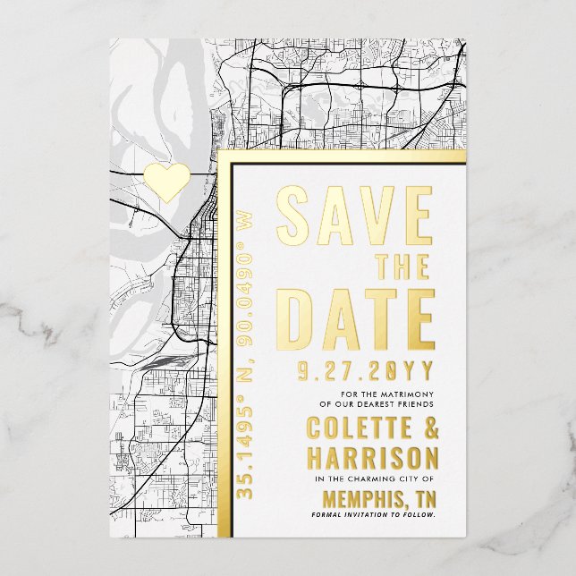 Invitation En Aluminium Localisateur d'amour Memphis | Mariage Enregistrer (Recto)