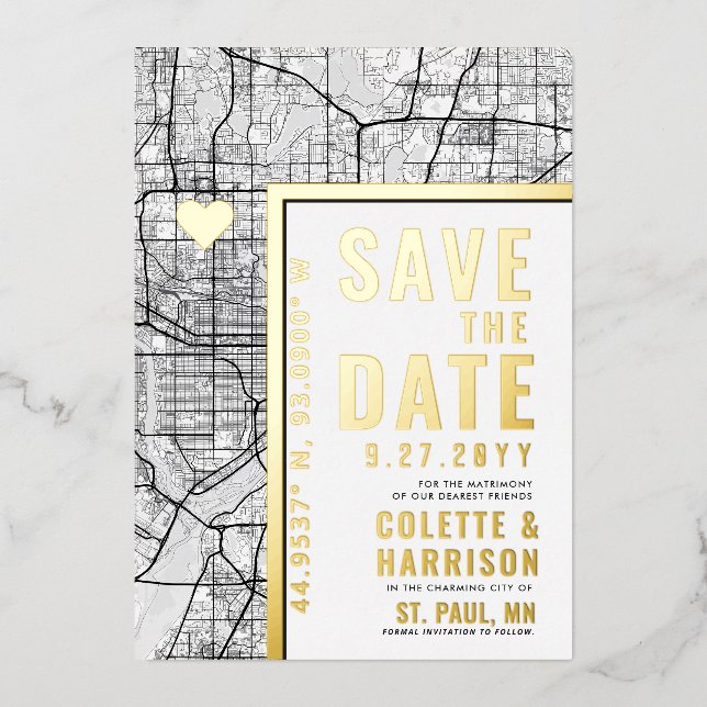 Invitation En Aluminium Localisateur d'amour St. Paul | Mariage Enregistre (Recto)