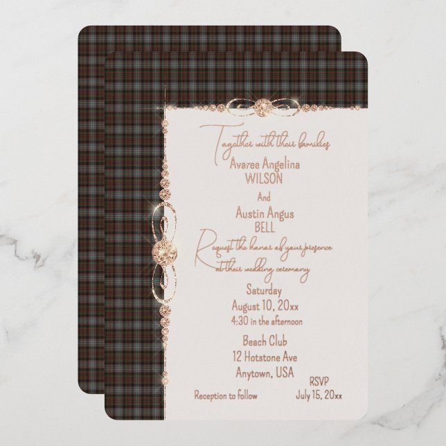 Invitation En Aluminium Lochaber Tartan Plaid (Recto/Verso)