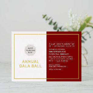 Invitation En Aluminium Logo de la société GALA BALL en or rouge bordeaux