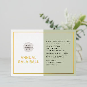 Invitation En Aluminium logo de la société GALA BALL vert sauge écologique