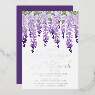 Invitation En Aluminium Logo d'entreprise de Bat Mitzvah aquarelle Wisteri