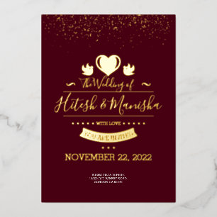 Invitation En Aluminium Logo Monogramme de Bourgogne avec colombes mariage