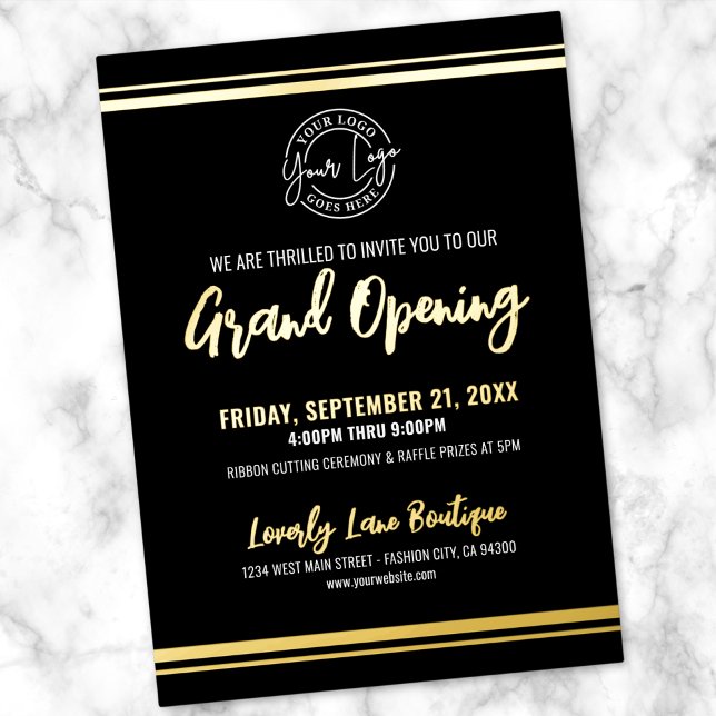 Invitation En Aluminium Logo Ouverture de l'entreprise Grand Opening (Logo Business Grand Opening Foil Invitation)