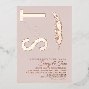 Invitation En Aluminium Logo Pampas Ampersand Mariage Pressé