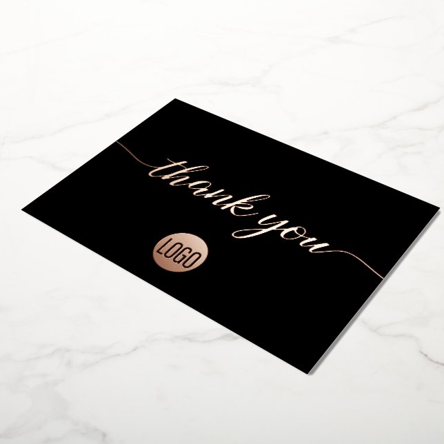 Invitation En Aluminium Logo personnalisé du script rose Merci or (Rotation)