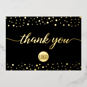 Invitation En Aluminium Logo personnalisé Elegant Gold Black Merci d'affai