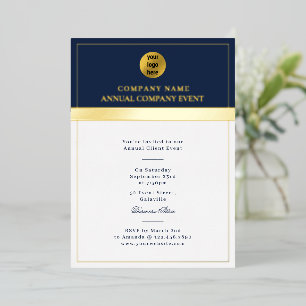 Invitation En Aluminium Logo pour dîner de gala d'entreprise Navy Gold