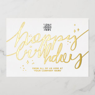 Invitation En Aluminium Logo Script à main Business Anniversaire Gold Foil