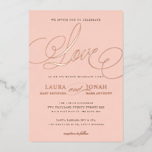 Invitation En Aluminium Loisirs romantiques Calligraphie Blush Rose Or