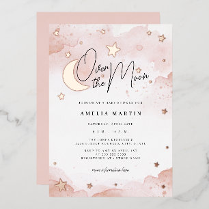 Invitation En Aluminium L'or rose sur le Baby shower de la lune