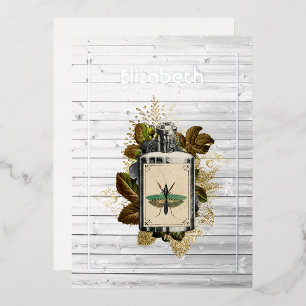 Invitation En Aluminium Lotion poison florale Halloween sorcière gothique 