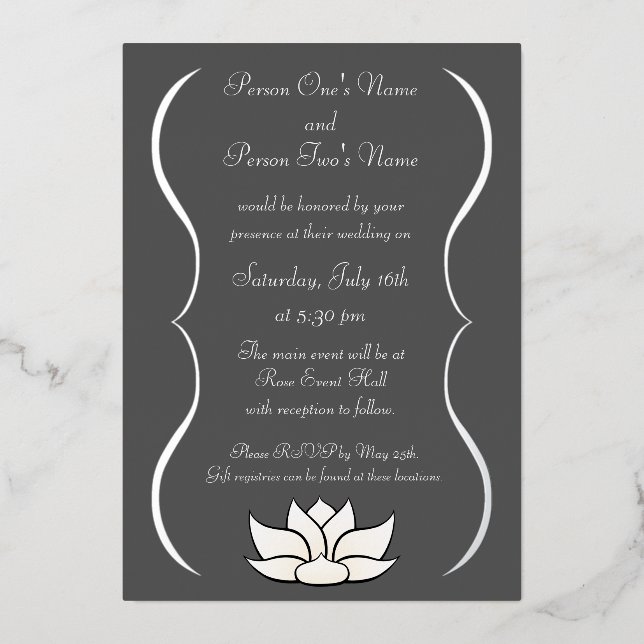 Invitation En Aluminium Lotus en blanc (Recto)