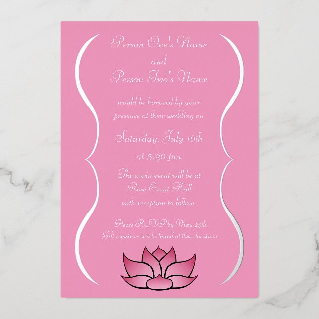 Invitation En Aluminium Lotus en rose (Recto)