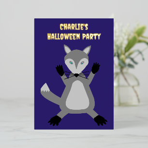 Invitation En Aluminium Loup de Halloween mignon et effrayant personnalisé